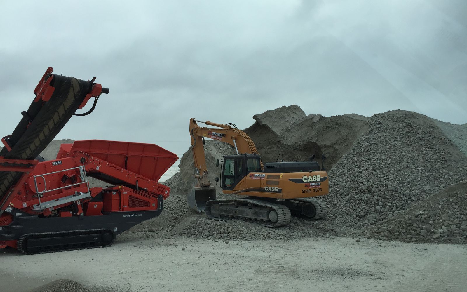 Sized stockpiles beside the crusher